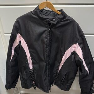 Tennessee Leather lace detail lined motorcycle jacket